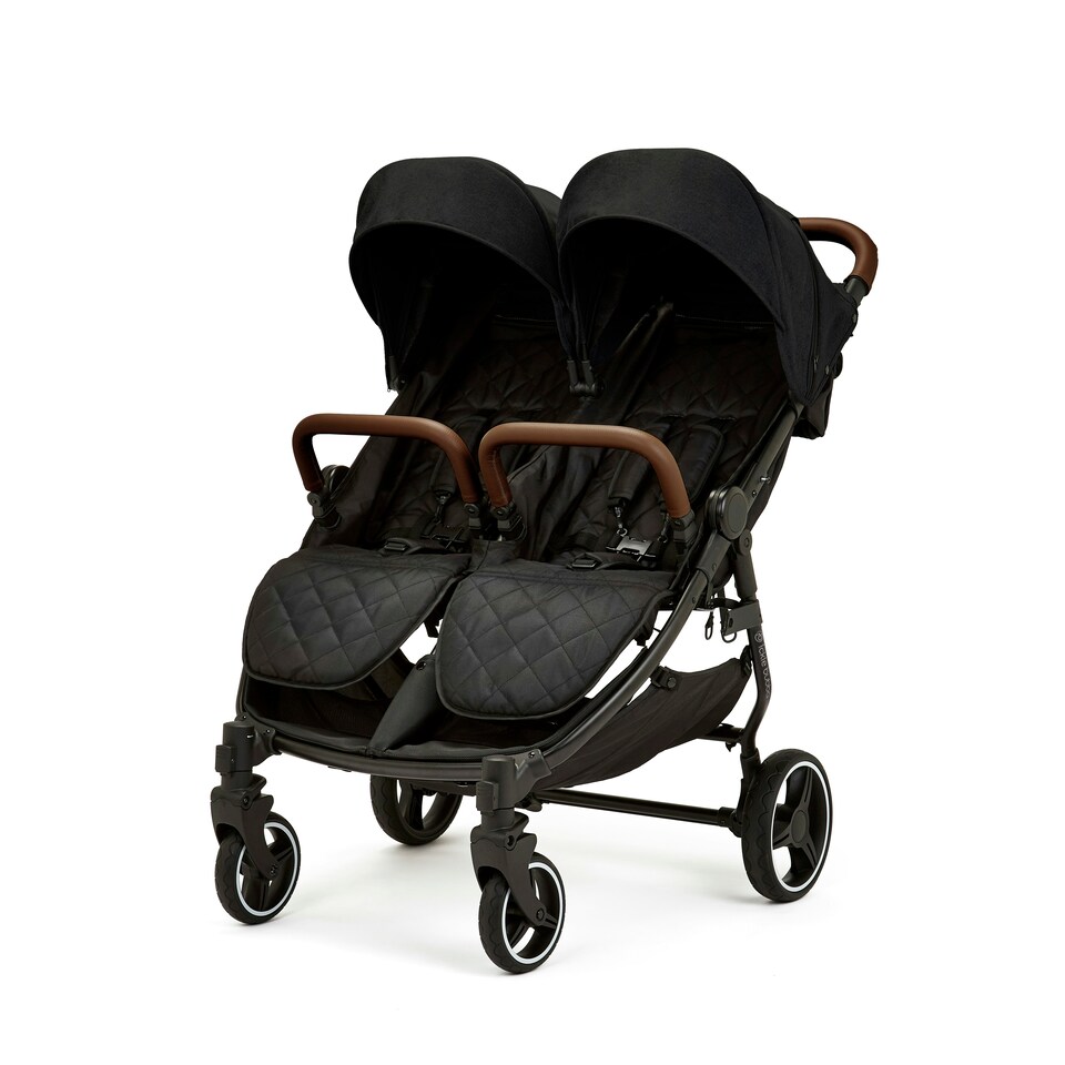 image 1 of Venus Double Stroller – Suitable from Birth to 15kgs (Approx. 3 Years), Compact, Lightweight, Foldable Twin Pushchair, Includes Rain Cover (Black)