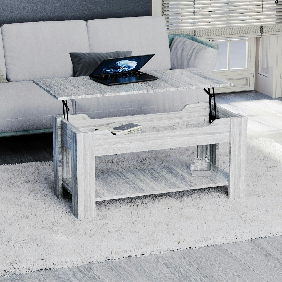 image 1 of Vida Designs Lift Up Coffee Table With Storage Compartment & Shelf, Grey Wood