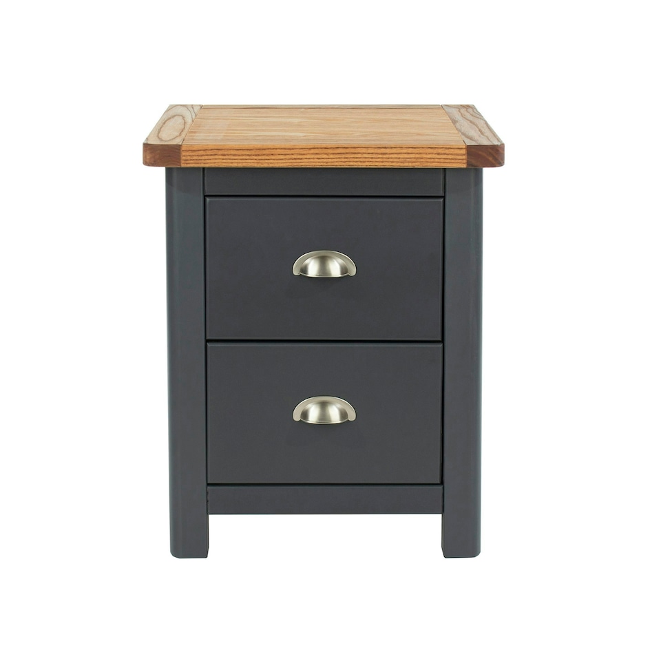 image 1 of Dunkeld 2 Drawer Midnight Blue Bedside Cabinet Blue | Antique Oak effect wax