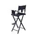 image 10 of Professional Black Wooden Folding Director Makeup Chair with 2 Storage Pouches | Black