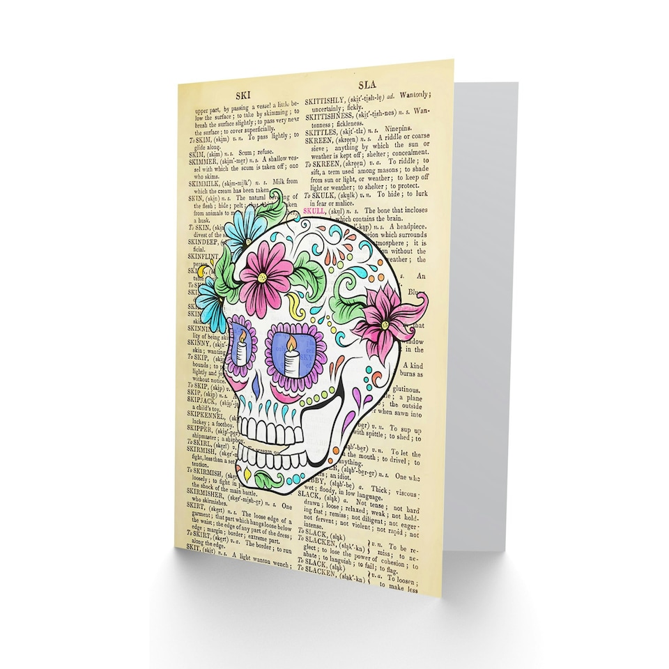 image 1 of Sugar Skull on Dictionary Birthday Card