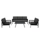 image 2 of Aluminium 4 Piece Sofa Set with Black Rattan Storage Box - Anthracite Grey