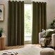 image 2 of Heavy Chenille Blackout Eyelet Curtain Pair | Green | Olive | 2