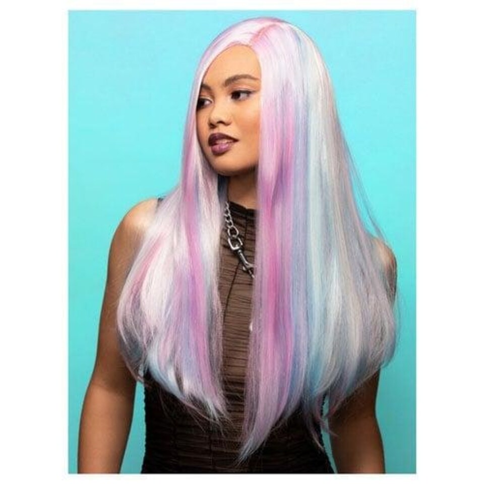 Manic Panic Creamtone Dreams Super Vixen Pastel Rainbow & White Long Straight Hair Wig