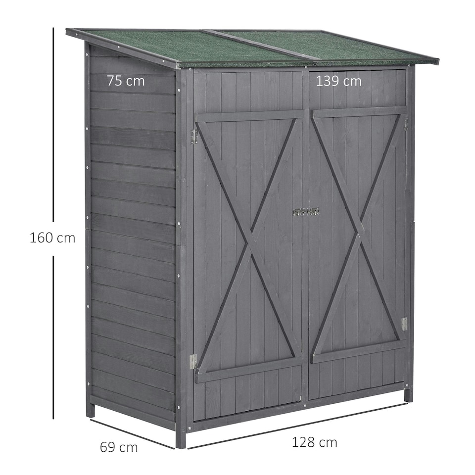 image 1 of Outsunny Garden Storage Shed Tool Organizer, 139x75x160cm, Grey