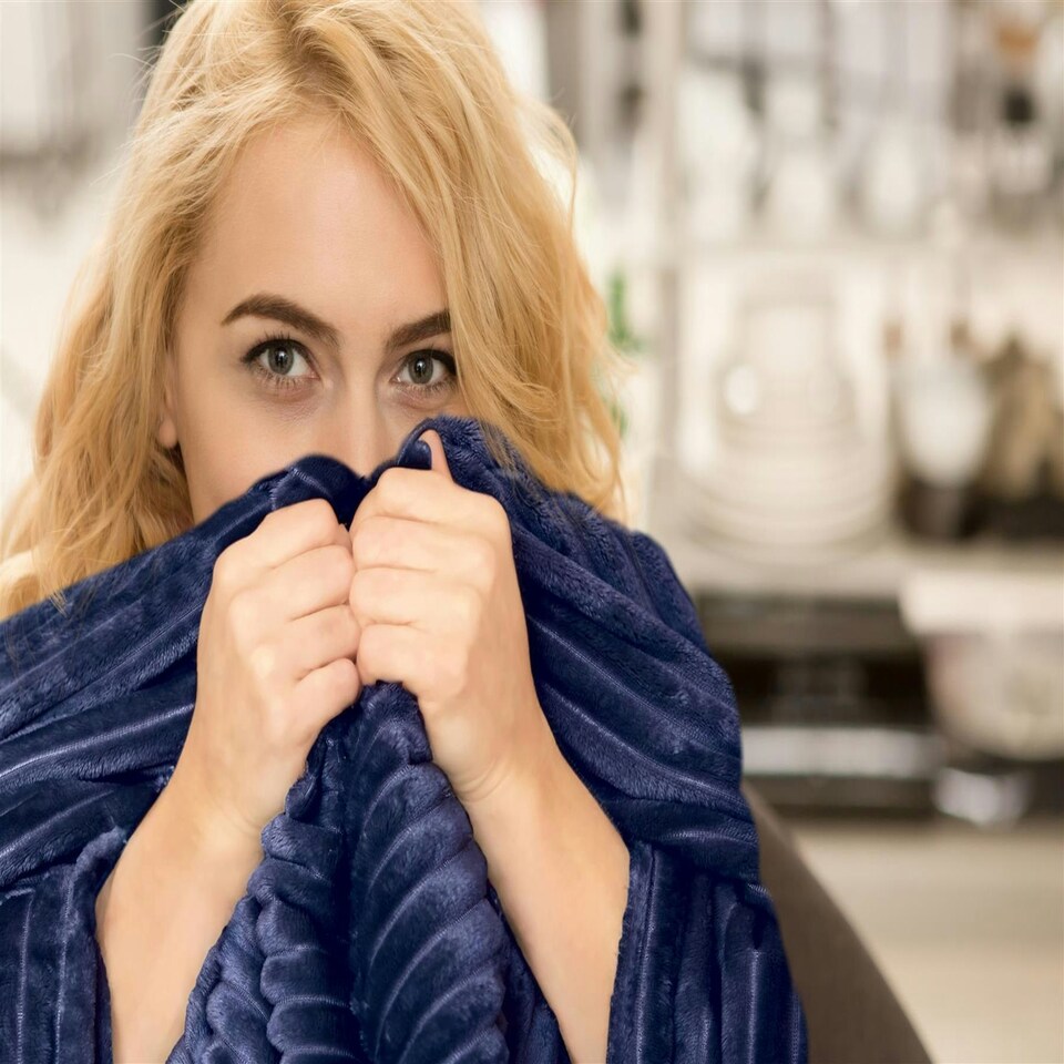 image 1 of Dakota Navy Blanket/Throw Blue