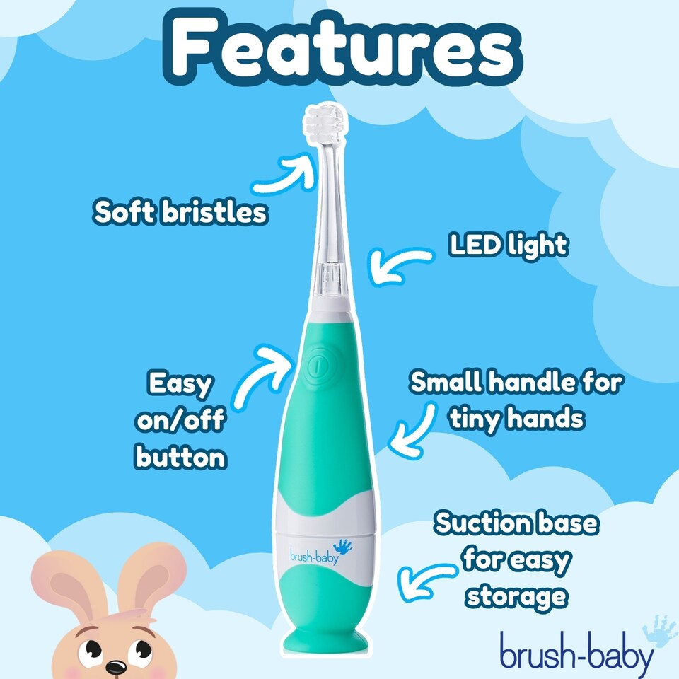 image 1 of Brush Baby BabySonic® Teal Electric Toothbrush for Toddlers