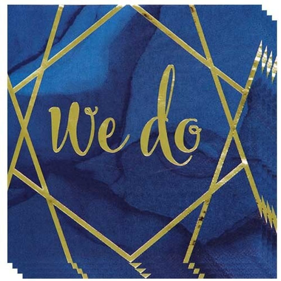 Navy & Gold Geode Foiled We Do Luncheon Napkins 33cm 3Ply - Pack of 16