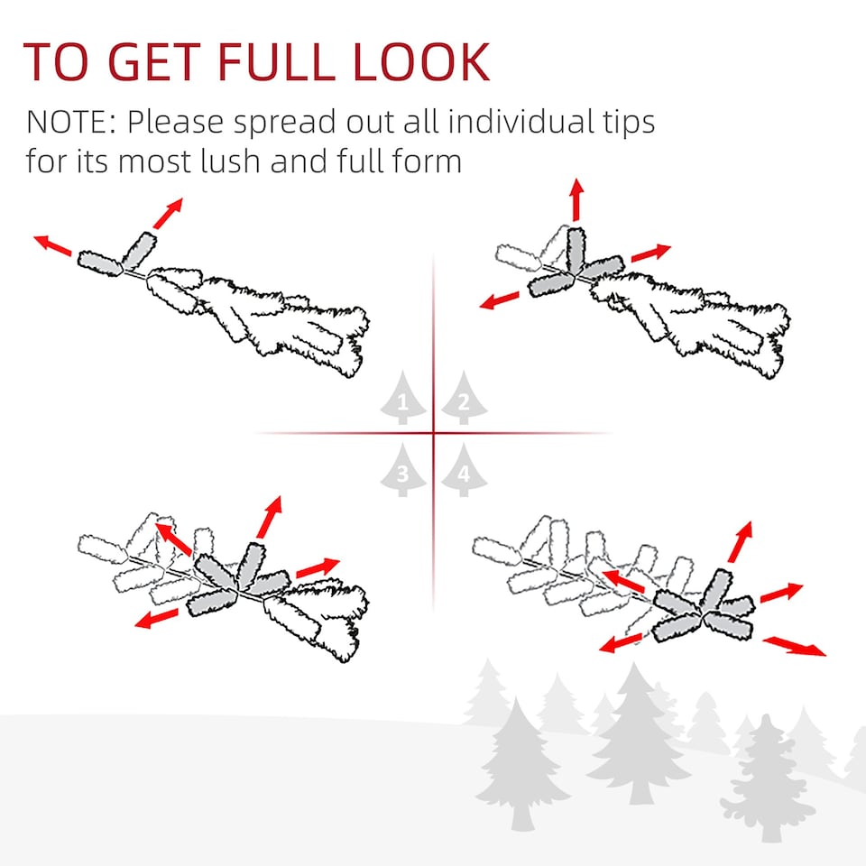 image 1 of HOMCOM 4ft Artificial Prelit Christmas Tree, Snow Xmas Tree w/ Fiber Optic