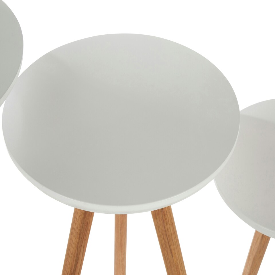 image 1 of Interiors By Premier Sleek Set Of 3 Side Tables With Tempered Lgs, Sustainable Side Table, Versatile Bedside Tables For Bedroom