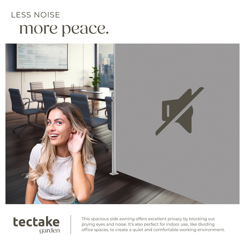 image 1 of Garden Privacy Screen with retractable side awning and aluminium casing | Grey | grey | 1