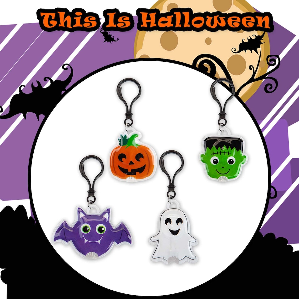 image 1 of vfm-estore Halloween Clip-On Light - 1 Piece Mystery Bag, Bat Frankie Pumpkin or Ghost