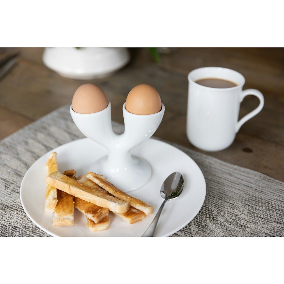 image 1 of KitchenCraft White Porcelain Double Egg Cup