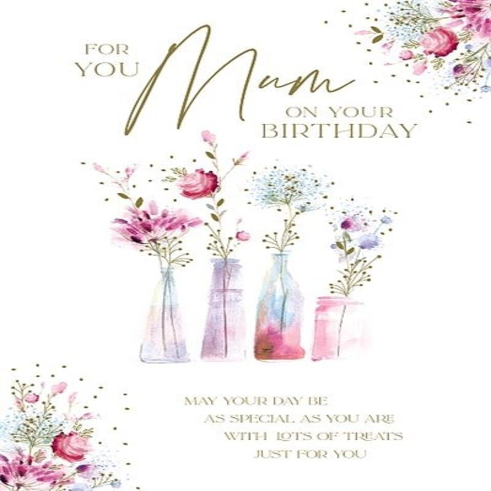 image 1 of Mum Birthday Card Flowers In Vases