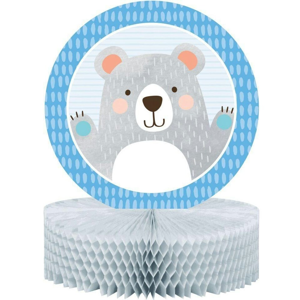 Creative Party Honeycomb Bear Birthday Party Centrepiece - Blue/Grey/White - One Size