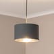 image 3 of ValueLights Reni Small Charcoal Fabric Chrome Inner Lamp Shade & Bulb | Grey