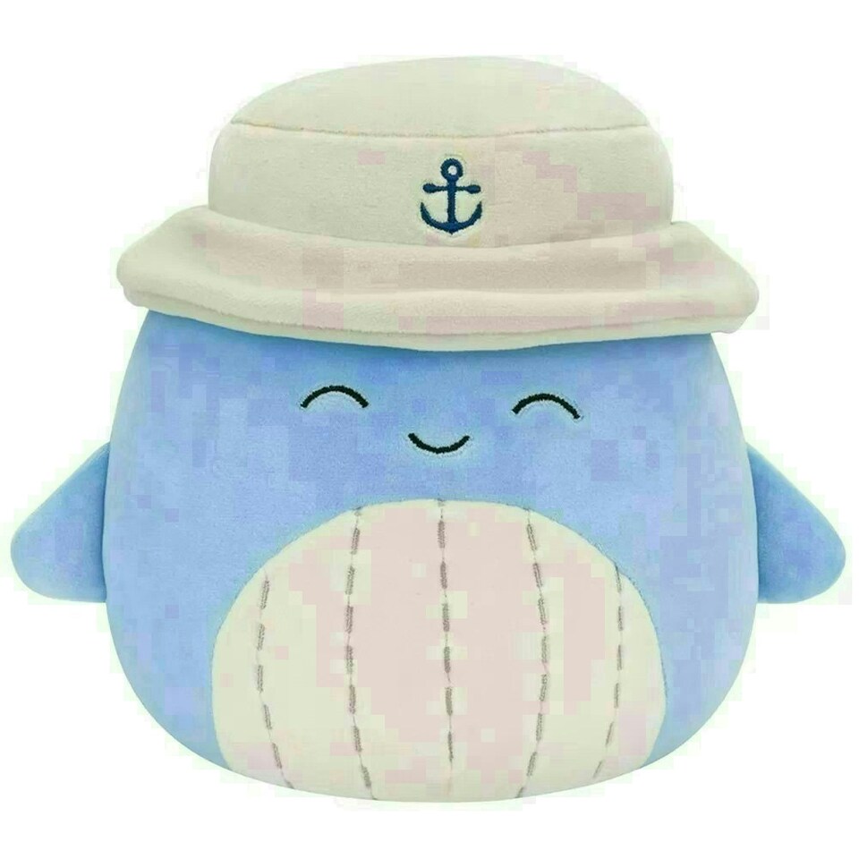image 1 of Squishmallows Samir The Blue Whale (Wearing Bucket Hat) 7.5-Inch Soft Toy