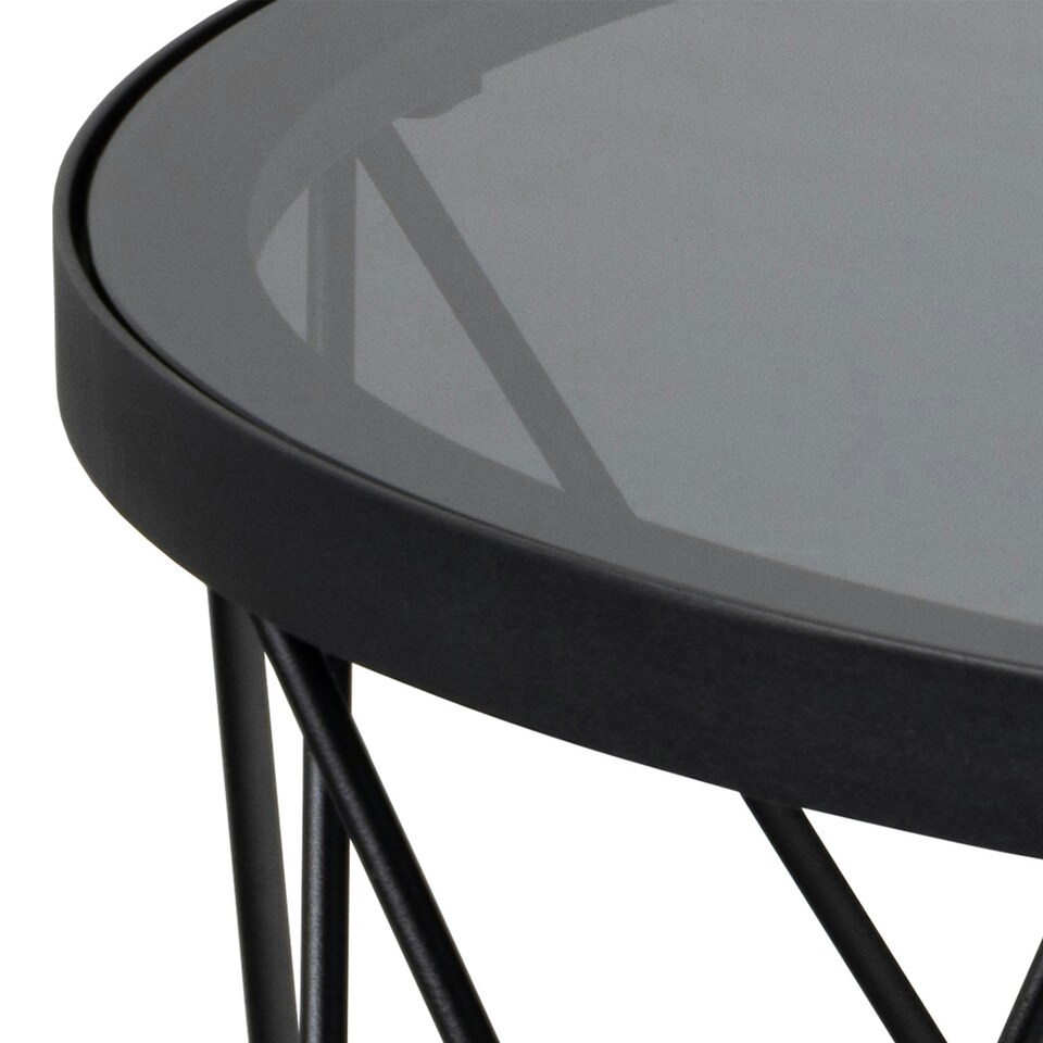 image 1 of Halstow Coffee Table in Black with Smoked Glass Top