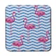 image 1 of Flamingo & Blue Geometric Lines (Coaster)