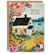 Housewarming Floral Lake House Woman Congratulations New Home her Card