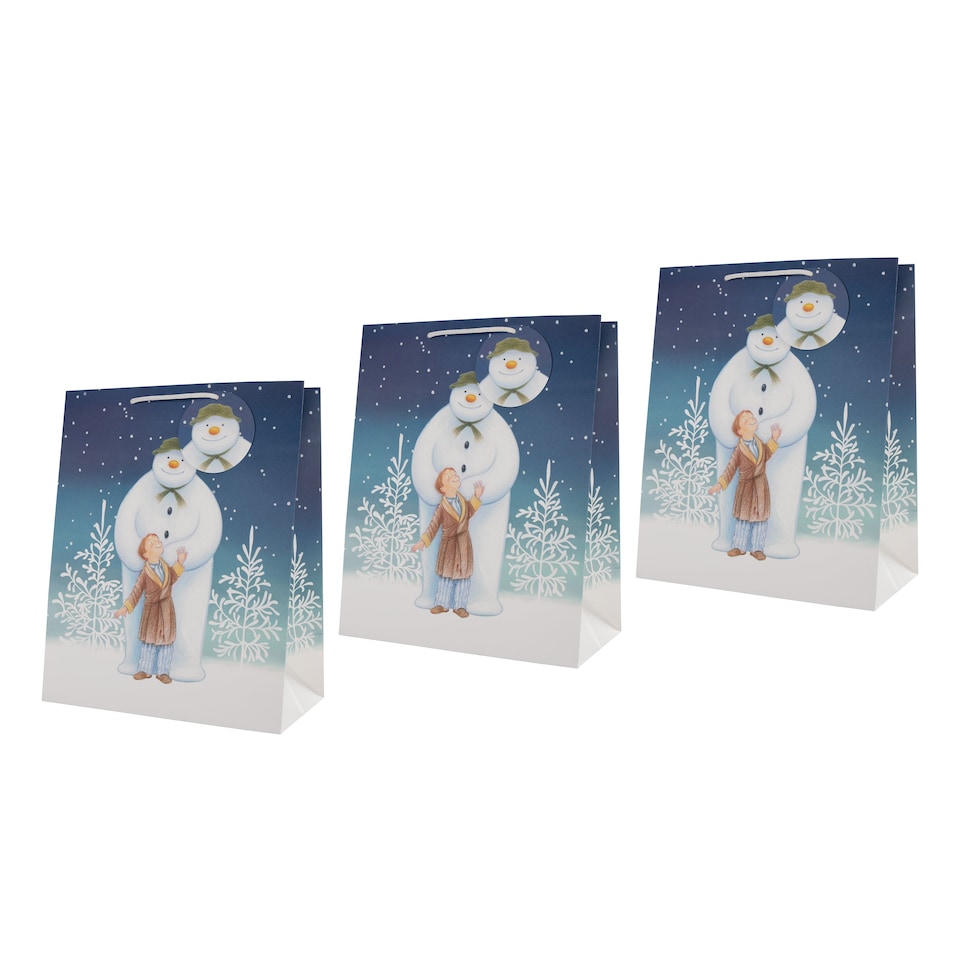 image 1 of Hallmark Pack Of 3 Large Christmas Gift Bags - The Snowman Design