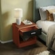 image 3 of Modern Bedside Table with Drawer and Open Shelf High Gloss In Walnut and Black Black | Oak