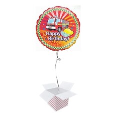 Fire Engine Birthday Round Foil Helium Balloon - Inflated Balloon in a Box