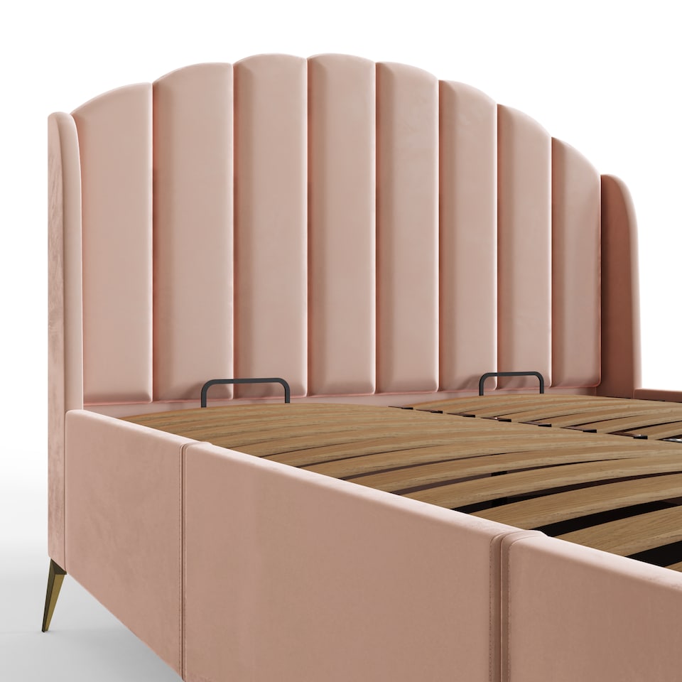 image 1 of Pettine End Lift Ottoman Storage Bed Double Blush Pink | Pink | Blush Pink