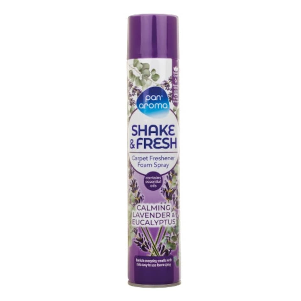 Pan Aroma Shake & Fresh Carpet Freshener Foam Spray Calming Lavender & Eucalyptus 500ml