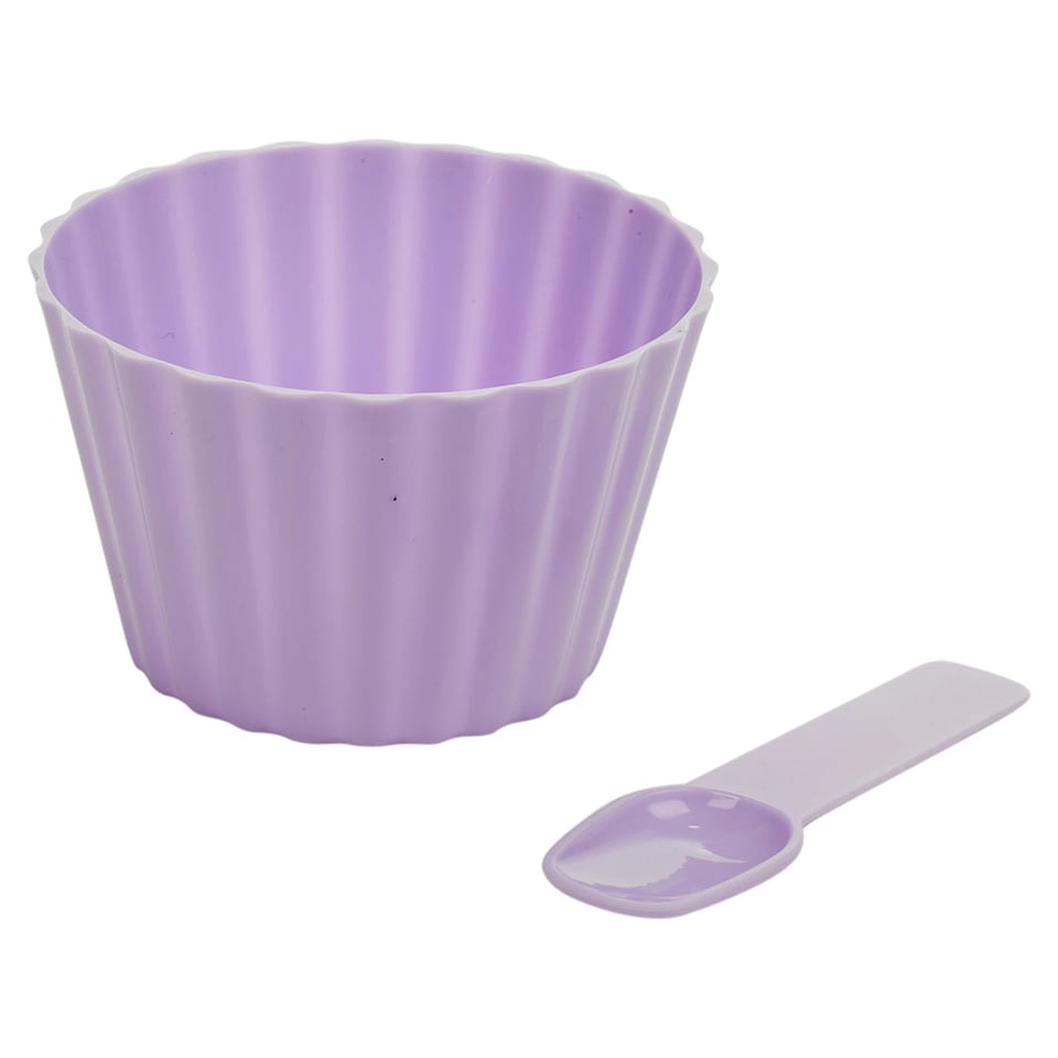image 1 of 8pc Ice Cream Bowl & Spoon Set Party 4 Bowls & Spoons Dessert Cups Garden Summer | Multi | Multicoloured | 3 Sets ( 24 Pcs)