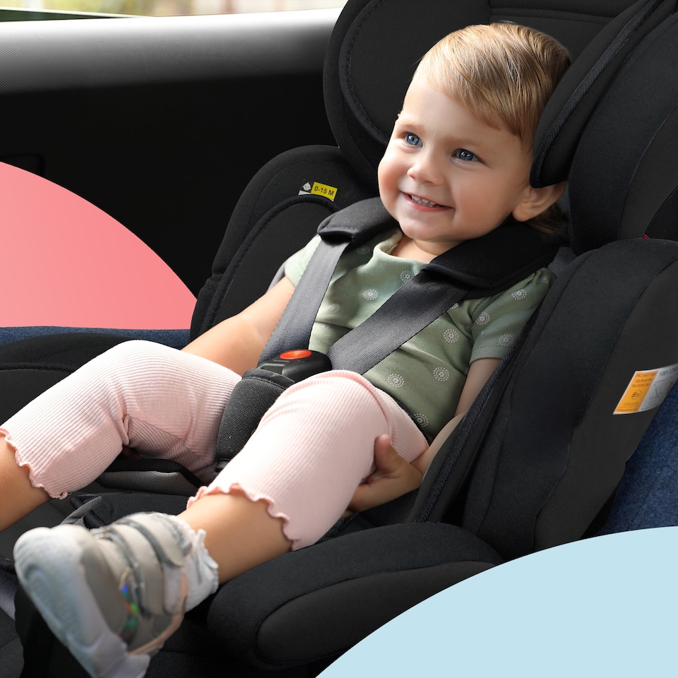 image 1 of Kidoola Adjustable Car Seat, 3 Age Functions, Toddler to 12 Years, Black