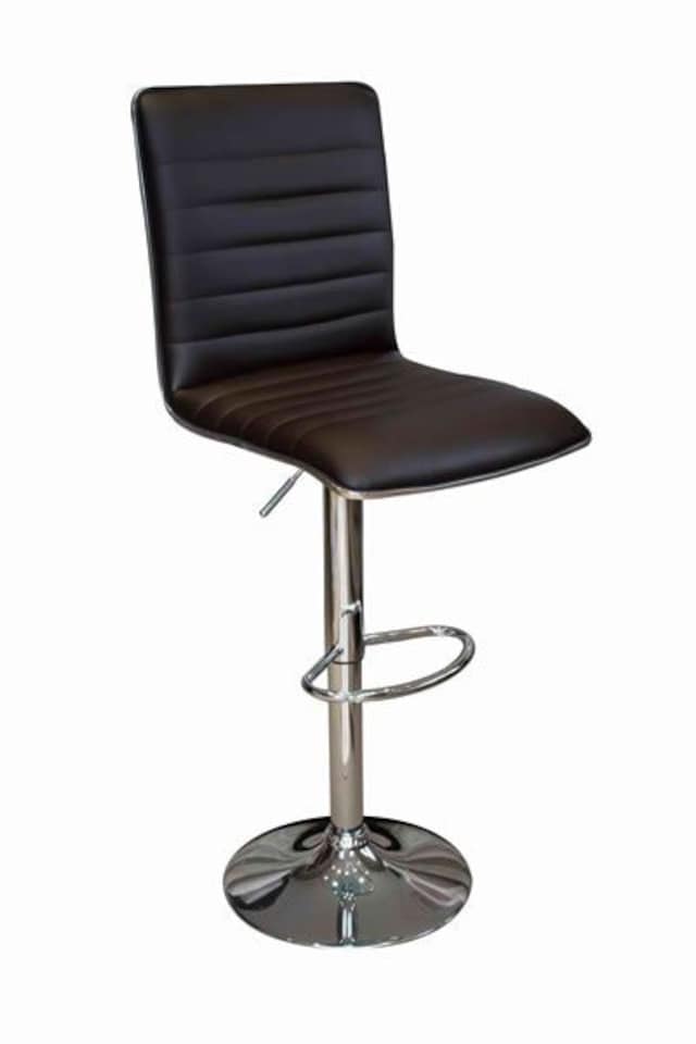 Crispi Breakfast Bar Stool Black Silver Trim Height Adjustable. | Black