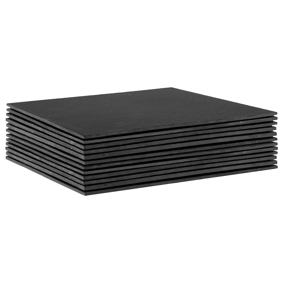 image 1 of Argon Tableware Linea Square Slate Placemats - 33cm - Pack of 12 | Black