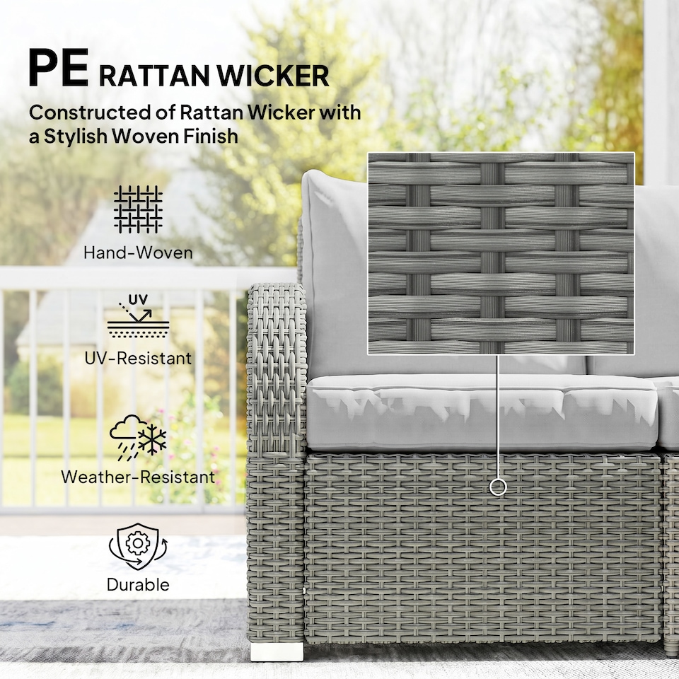 image 1 of Outsunny Rattan Garden Furniture Set with Recliners, Footstools, Light Grey | Grey | Light Grey