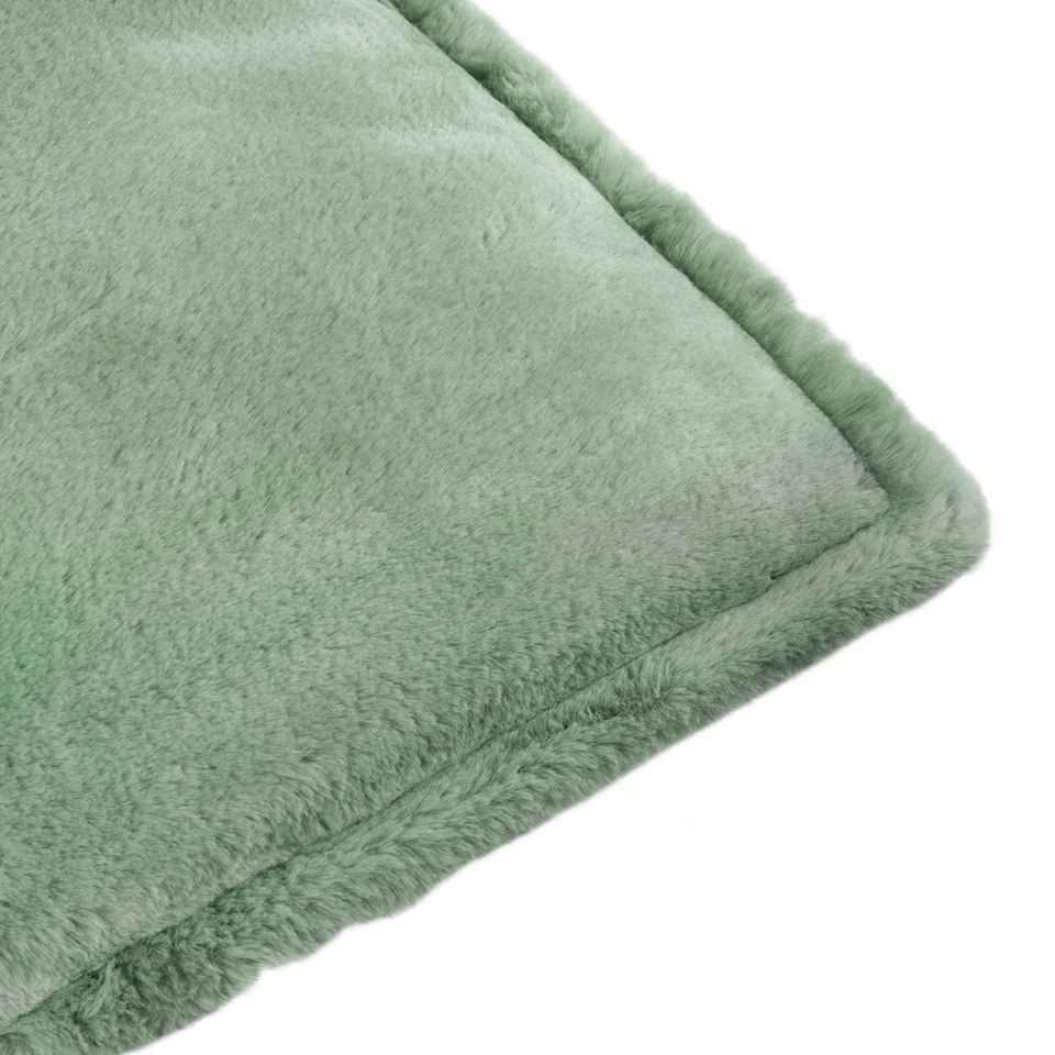image 1 of Furn Kallu Faux Fur Polyester Filled Cushion Green | 50 cm x 50 cm