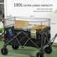 image 8 of Outsunny 180L Folding Garden Trolley Wagon Cart w/ Extendable Side Walls, Black