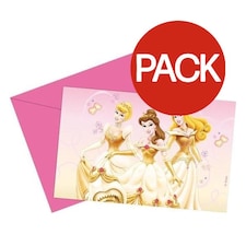 Disney Princess Characters Invitations (Pack of 6) - Yellow/Pink - One Size