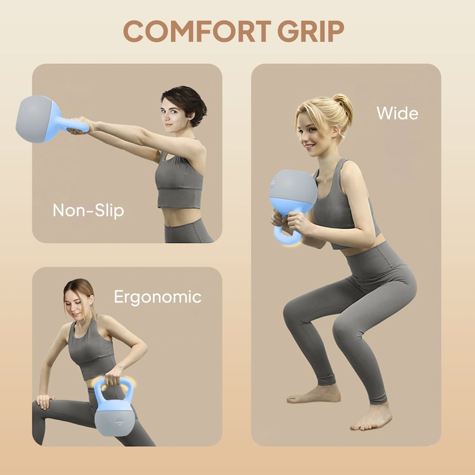 image 1 of SPORTNOW 6KG Kettlebell w/ Soft Body, Non-Slip Handle, Light Blue and Grey | Blue | Light Blue and Grey