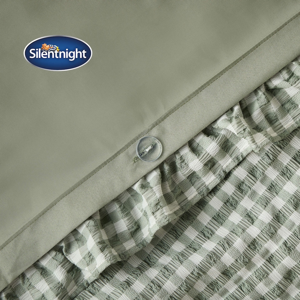 image 1 of Silentnight Supersoft Duvet Cover Set, Gingham Ruffle, Sage