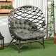 image 2 of Outsunny Egg Chair Outdoor, 2 Seater Folding Weave Garden Furniture Chair with Cushion, Cup Pockets for Patio Balcony - Sand Brown