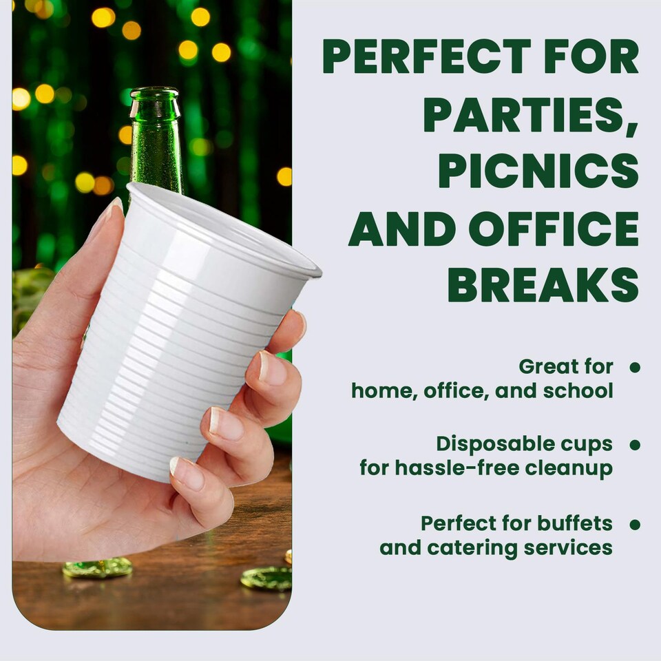 image 1 of ECONX Disposable Water Drinking Cups 7oz White Cups Tumbler Plastic Vending Water Cooler Glasses 500pc