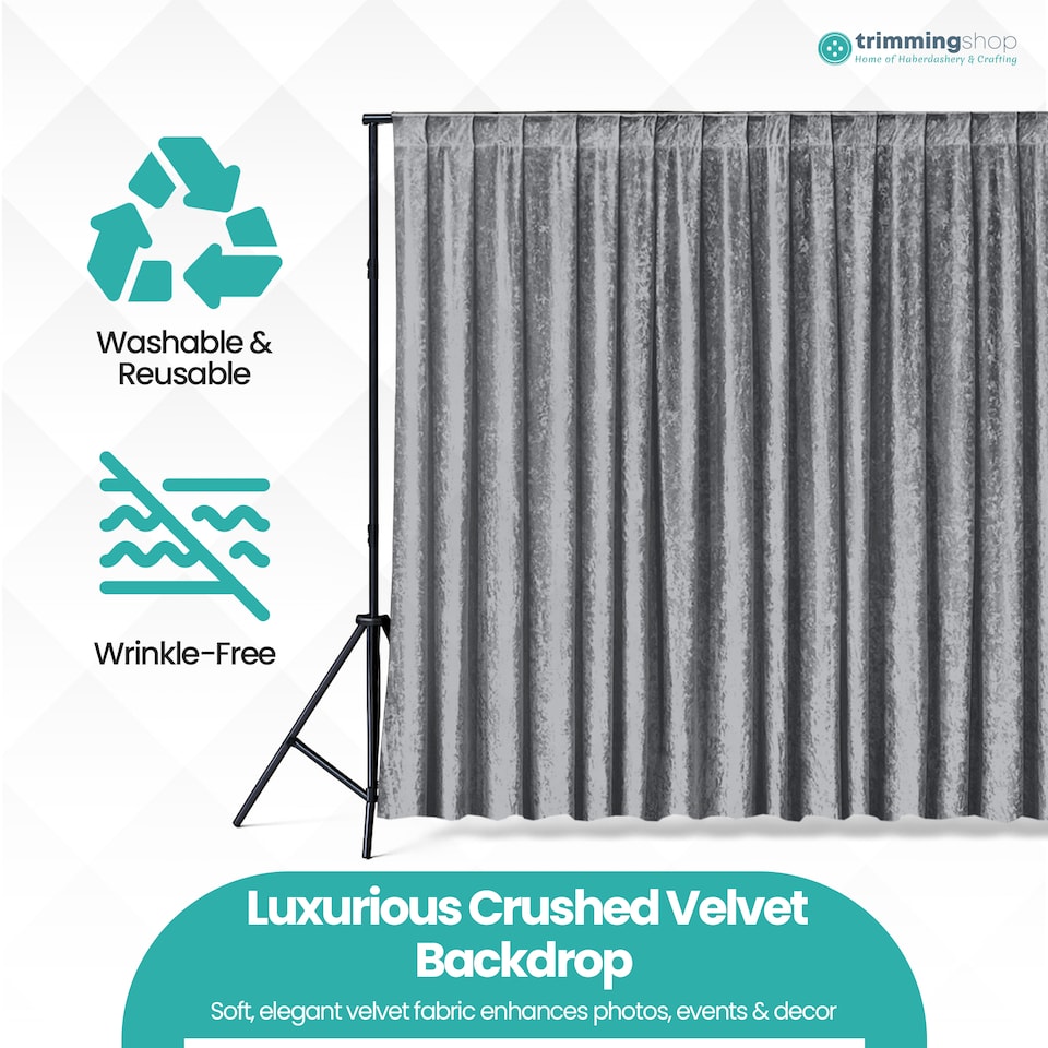 image 1 of 3x3m Crushed Velvet Backdrop, 8cm Rod Pocket Photography Background