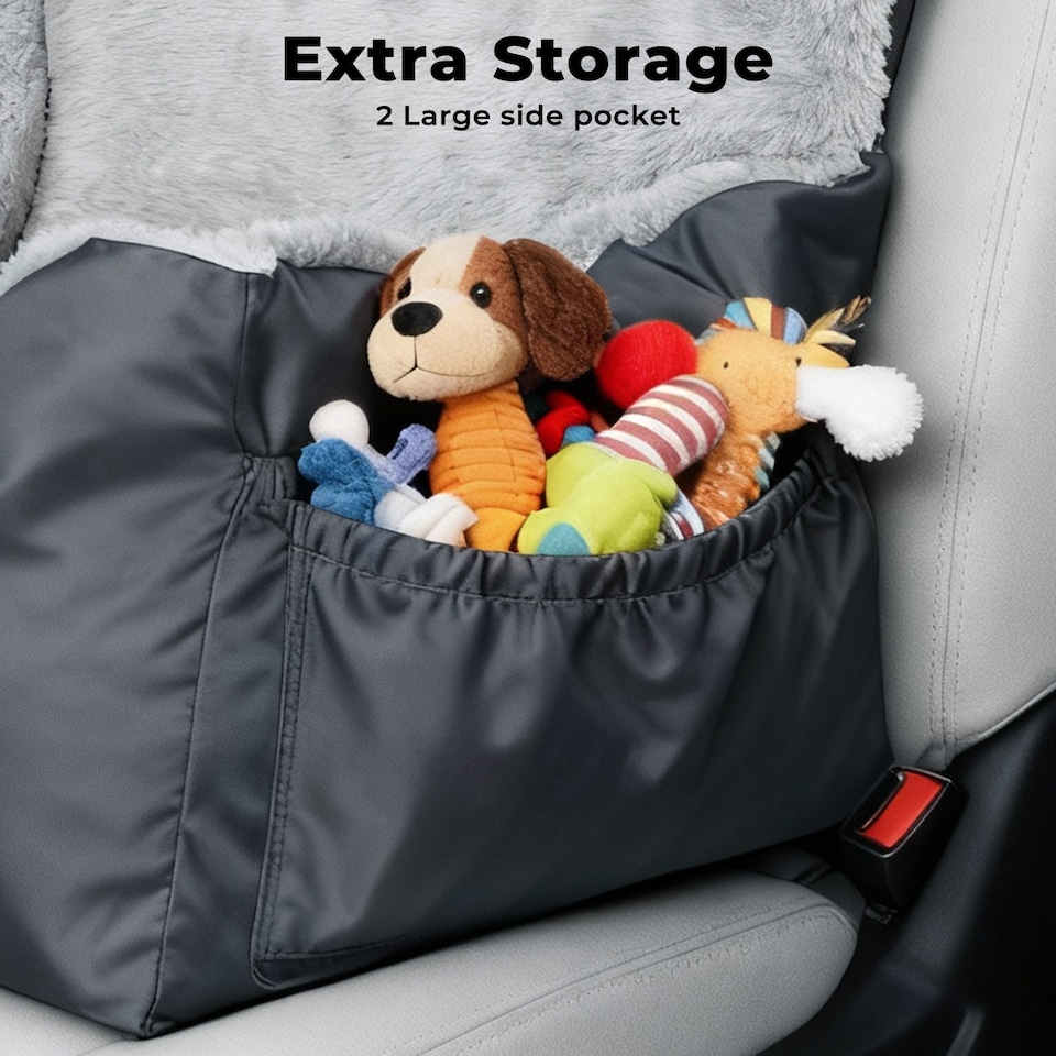 image 1 of Skylos Dog Car Seat Bed Pet Booster Travel Carrier with Safety Leash | Grey | Grey | 1