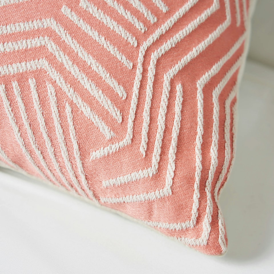 image 1 of BHS Luxury Chevron Cushion with Velvet, Pink