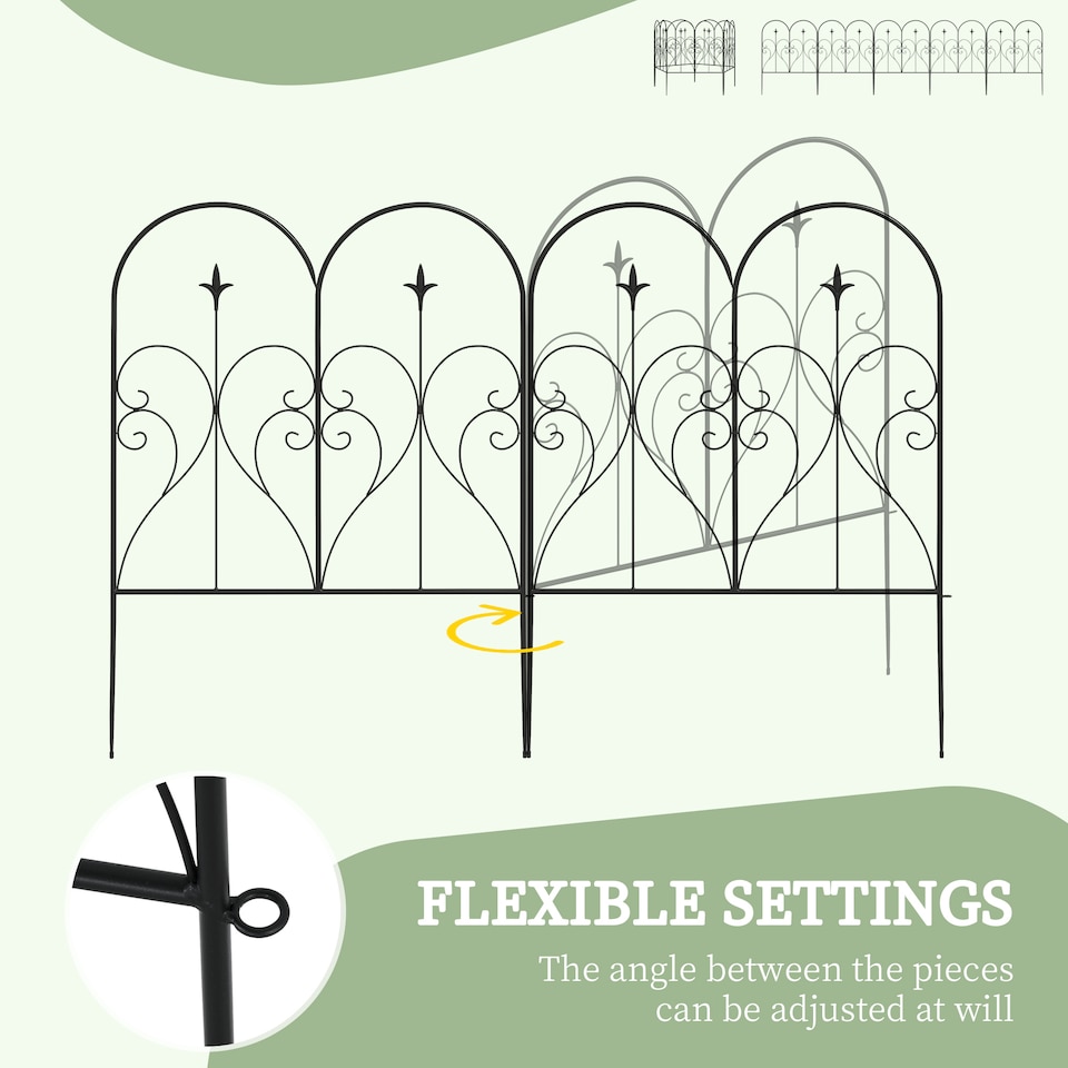 image 1 of Outsunny 5PCs Decorative Garden Fencing 32in x 10ft Metal Border Edging