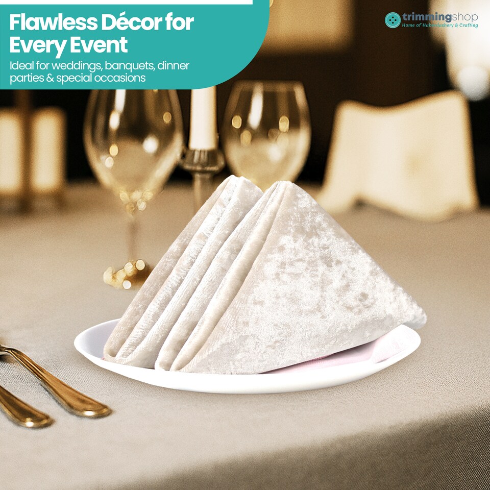 image 1 of Square Crushed Velvet Napkins, Cloth with Hemmed Edges Napkins - 20 Inch