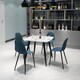 image 1 of Aspen Tapered Legs Square Dining Table and 4 Curve Plastic Seat Chairs with Metal Legs - Black/Blue/White - Flat Packed White