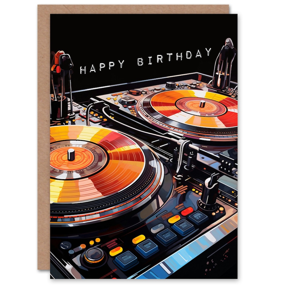 image 1 of Cool DJ Controller Decks Close Up Music Lover Birthday Greeting Card