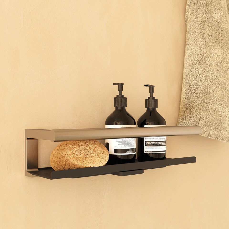image 1 of COSMIC Bathroom Shelf, Organizer, Matt Silver and Black, Architect S+ Collection
