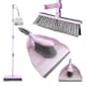 image 1 of 2-in-1 Indoor Sweeping Broom & Dustpan Set Ergonomic Floor Cleaning Kit | Multi | Lilac